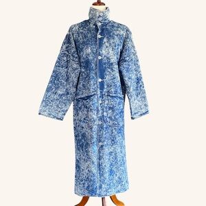Vintage ID# Official Identification Denim Acid Wash Trench Coat Size 3 Unisex